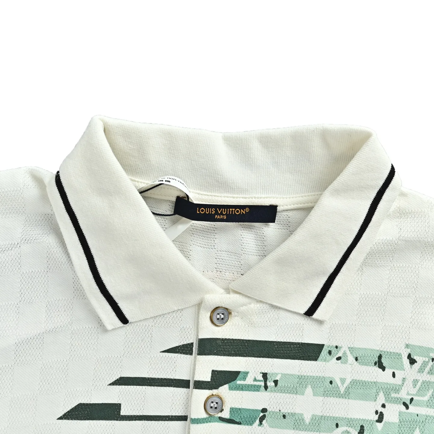 Louis Vuitton/Louis Vuitton dark checkerboard print Polo short sleeves